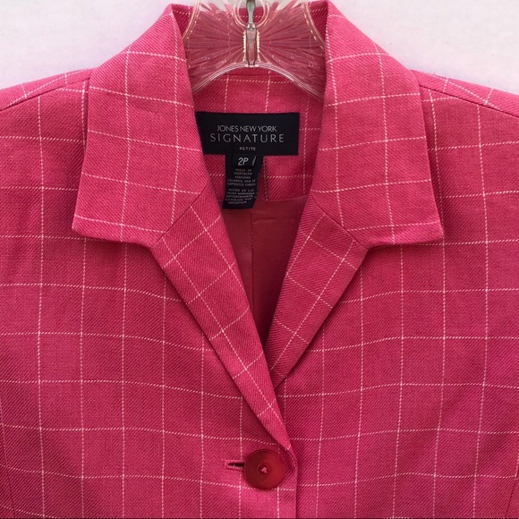 Jones New York womens size 2 signature petite linen blend pink blazer - Picture 3 of 8